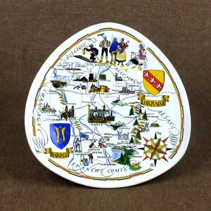 Prato de lembrança francesa vintage - LORRAINE - Mapa regional de BARROIS