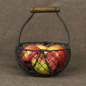 Small Rustic French Wire Gathering Basket image 2