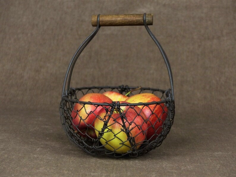 Small Rustic French Wire Gathering Basket image 2