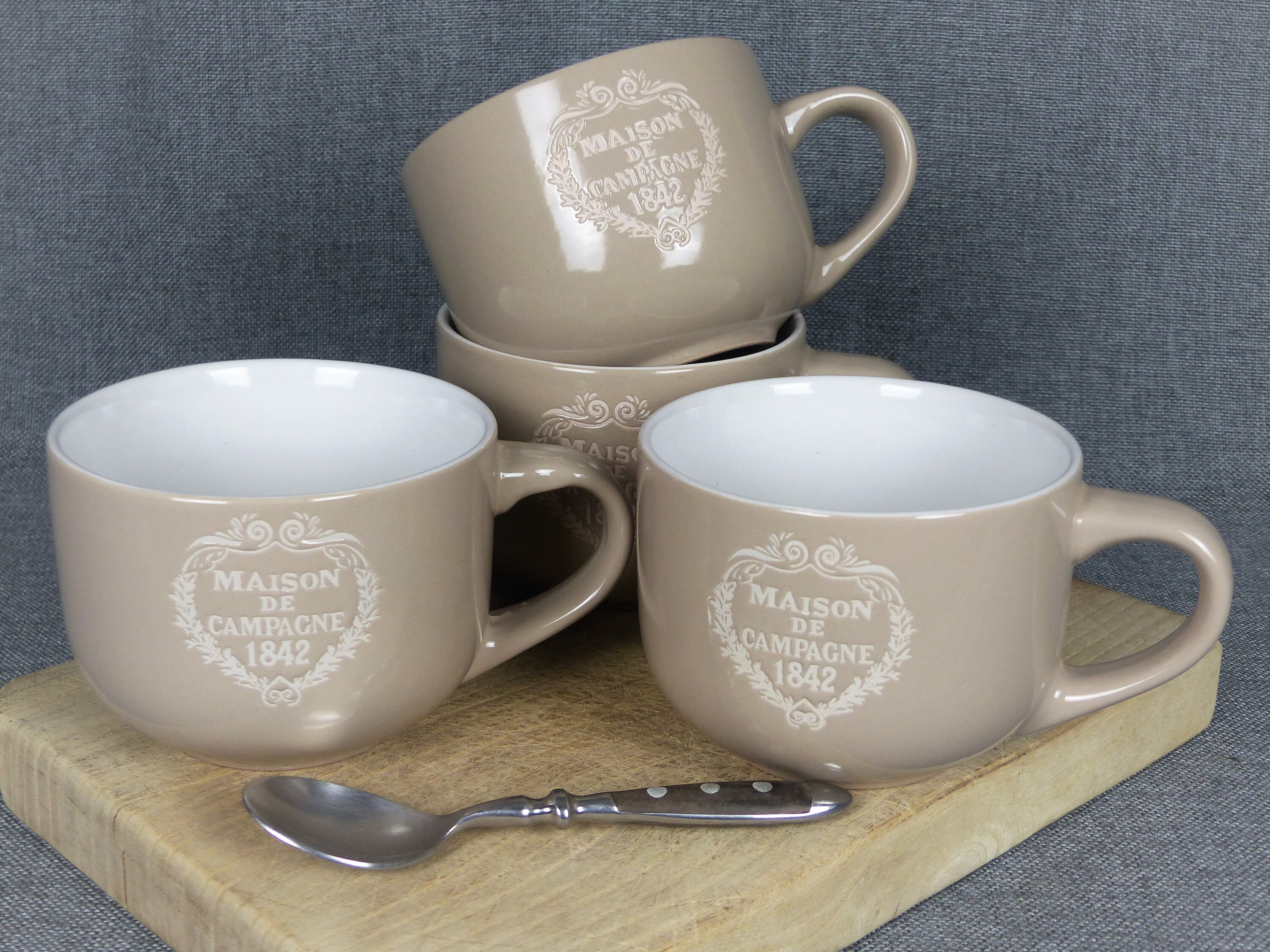 Grande Français Farmhouse Latte Mugs - Set de 4