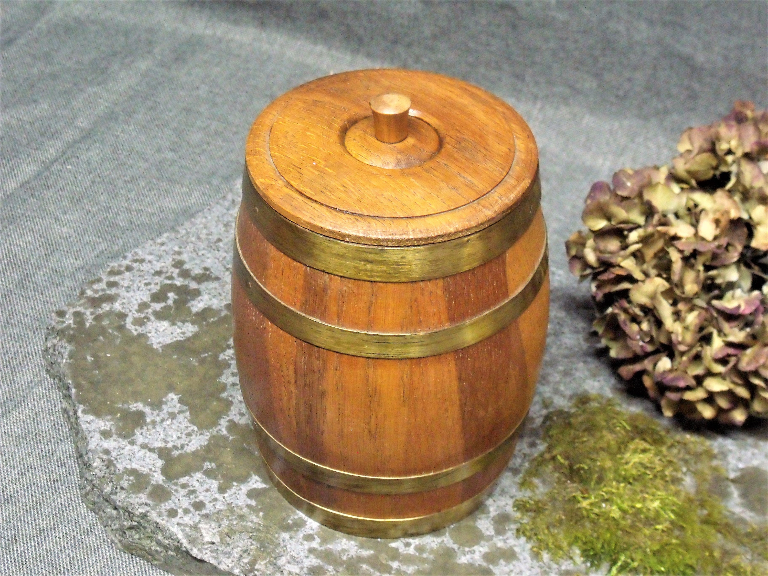 Vintage Handmade Oak Cigar Barrel Humidor