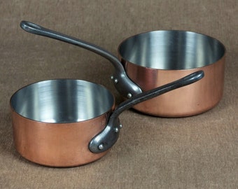 Pair of Vintage French Professional Quality Copper Pans