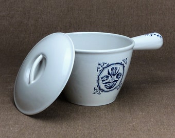 Vintage French LE CREUSET "Delft Blue" Fondue Pan with Lid