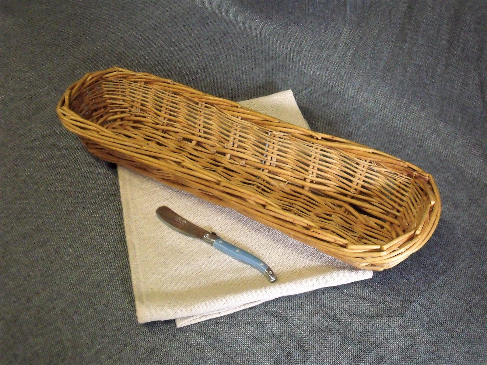 French Vintage Wicker Baguette Basket