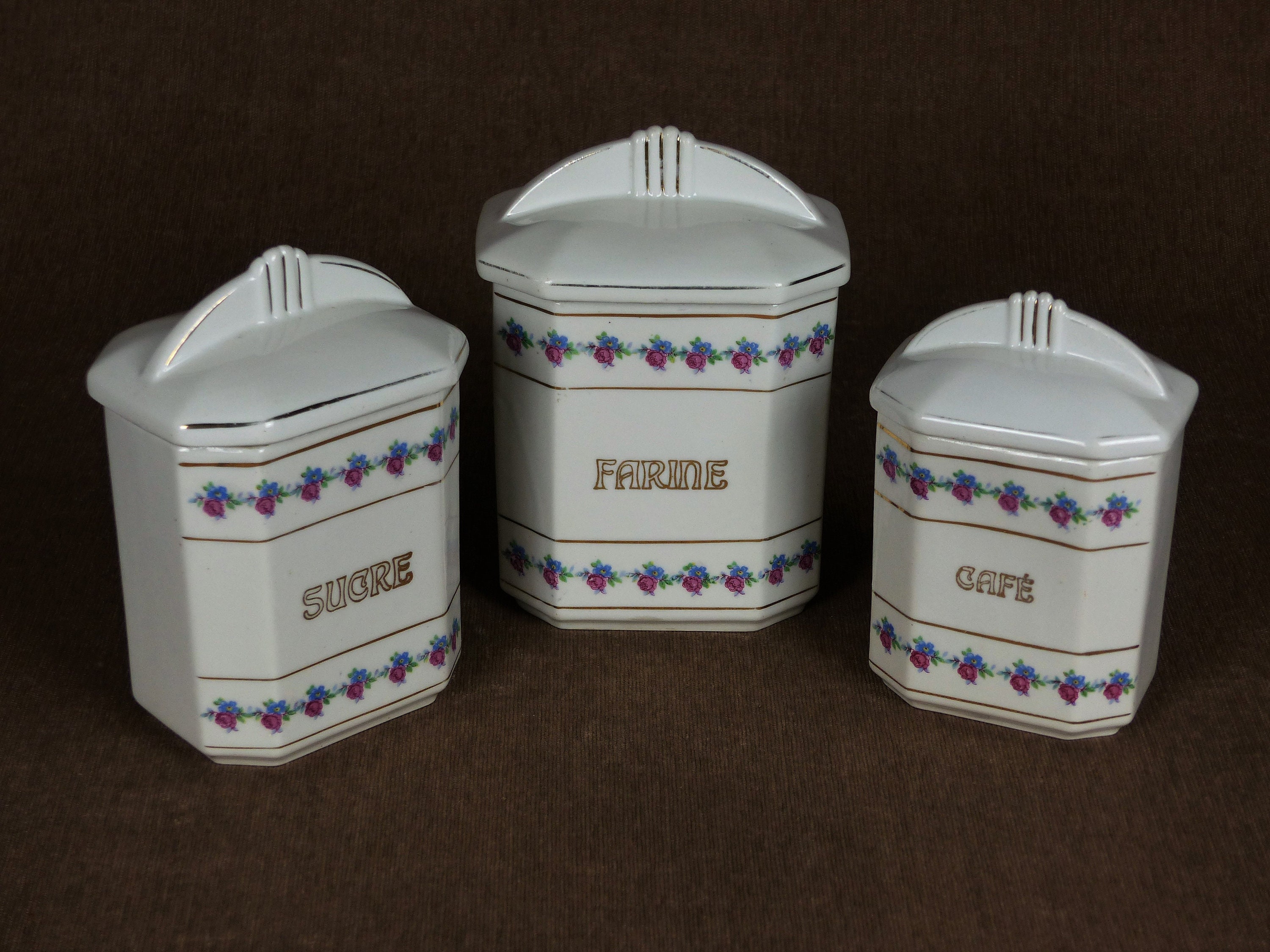Antique French ART DECO Kitchen Canister Set