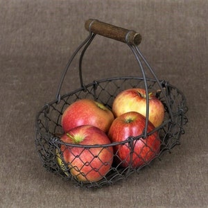 Small Rustic French Wire Gathering Basket image 7