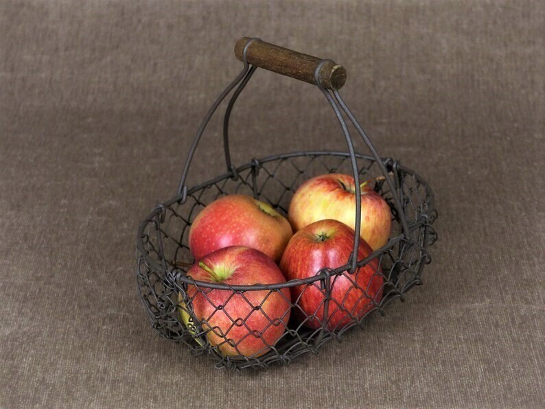 Small Rustic French Wire Gathering Basket image 7