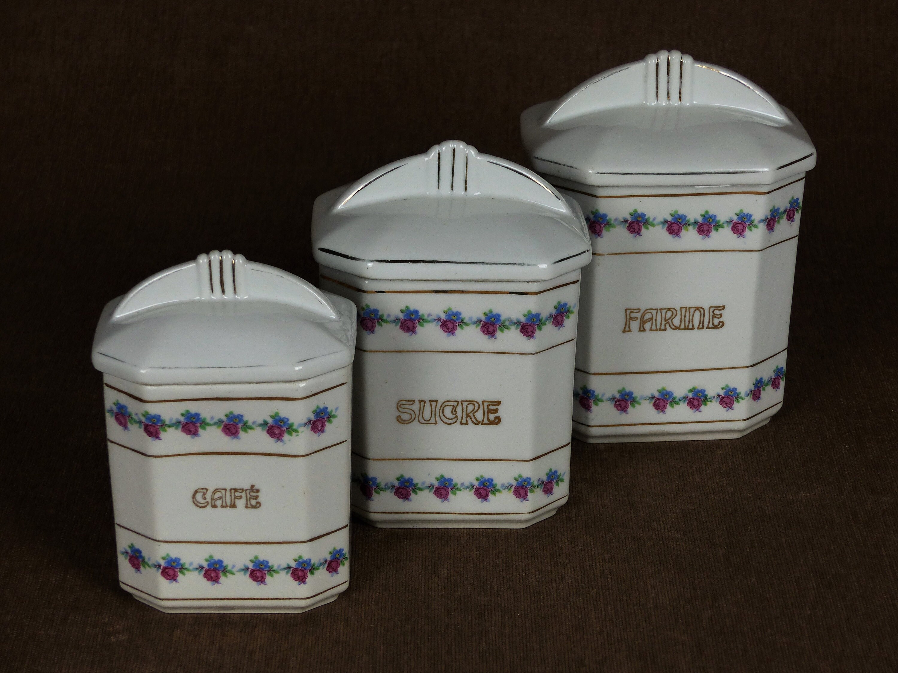 Antique French ART DECO Kitchen Canister Set