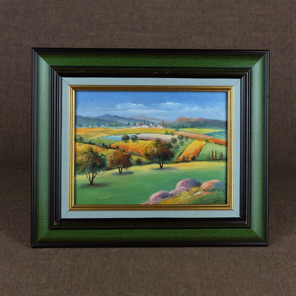 Peinture à l'huile originale de paysage de PROVENCE, Français vintage