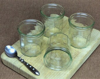 Vintage French Glass Confiture Jars - Set of 4