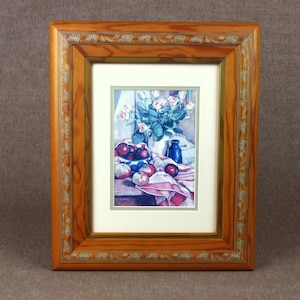 Stilleven met bloemen en fruit - vintage Franse kunstdruk