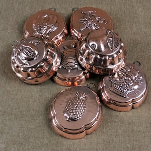 Vintage French Copper Baking Molds - Set of 7