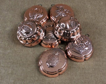 Vintage French Copper Baking Molds - Set of 7