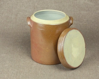 Rustic French Stoneware Crock with Lid