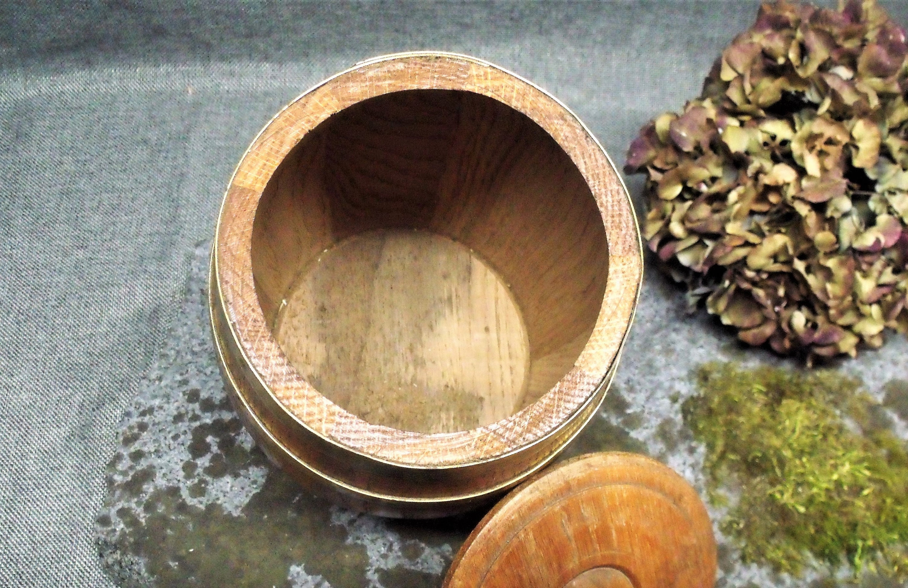 Vintage Handmade Oak Cigar Barrel Humidor