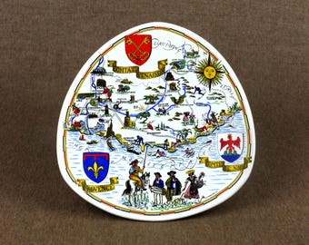 Vintage French Souvenir Plate - PROVENCE Regional Map