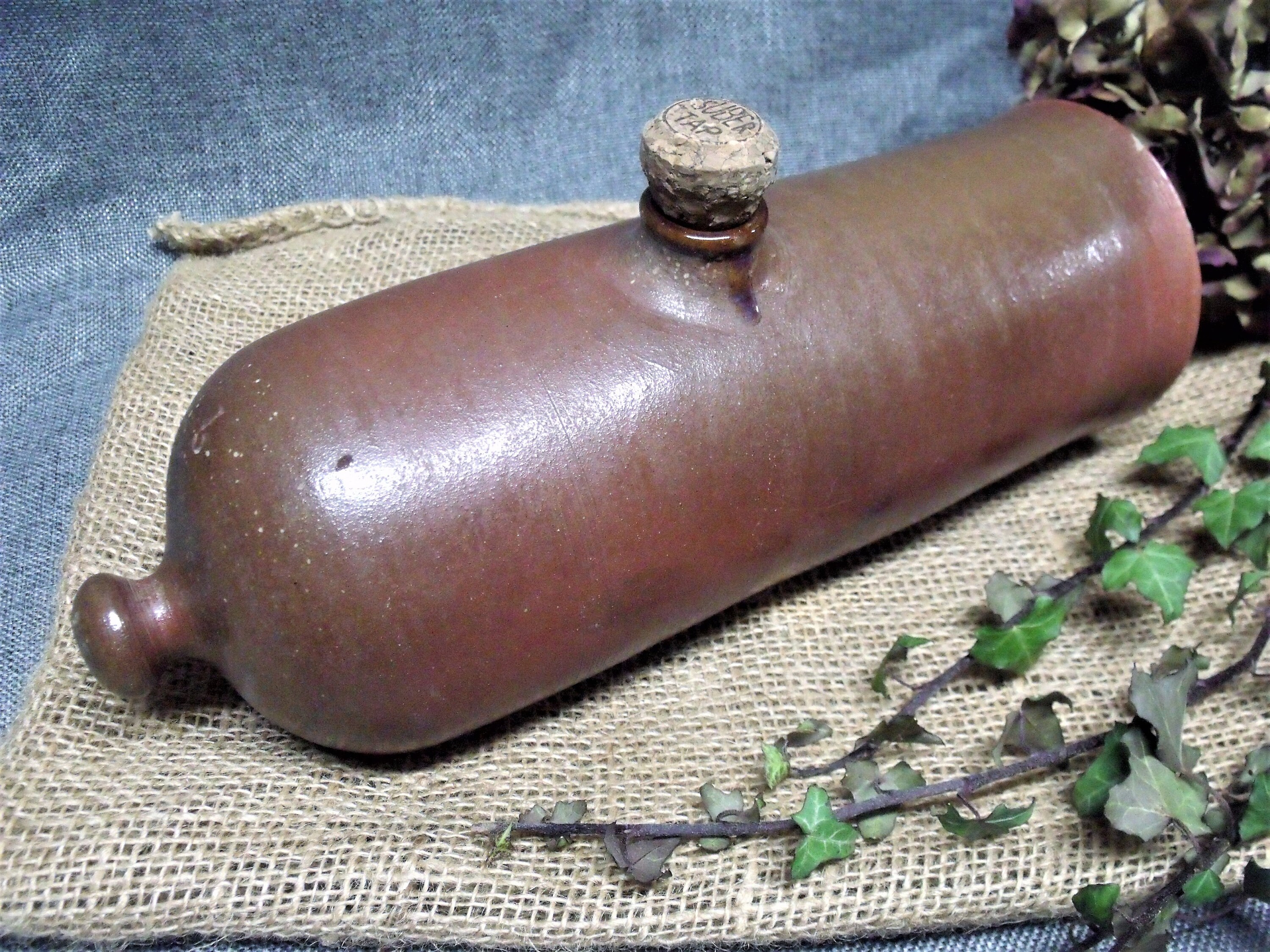 Antique French Stoneware Hot Water Bottle