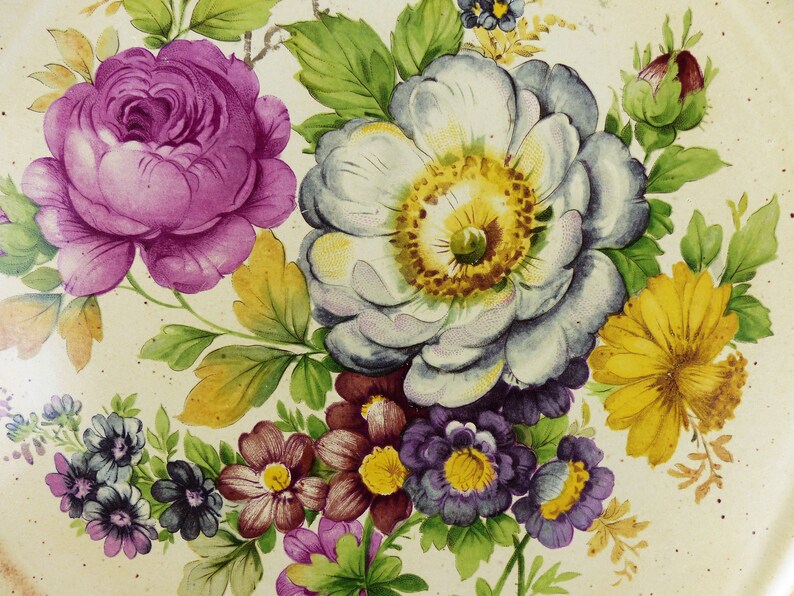Vintage French Ceramic Floral Trivet image 3
