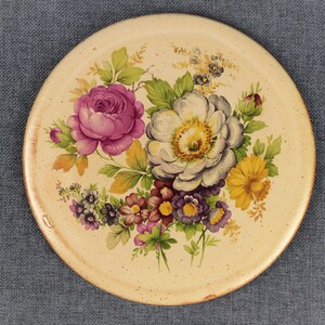 Vintage French Ceramic Floral Trivet image 1