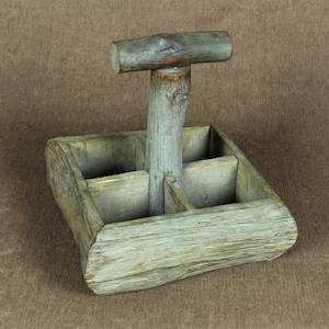 Vintage French Rustic Wood Caddy