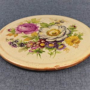 Vintage French Ceramic Floral Trivet image 2