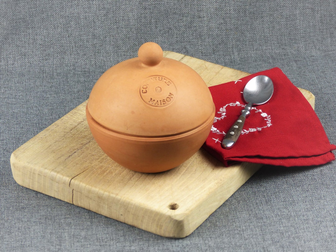 Vintage French Terracotta Jam Pot confiture Maison, Marmalade Jar