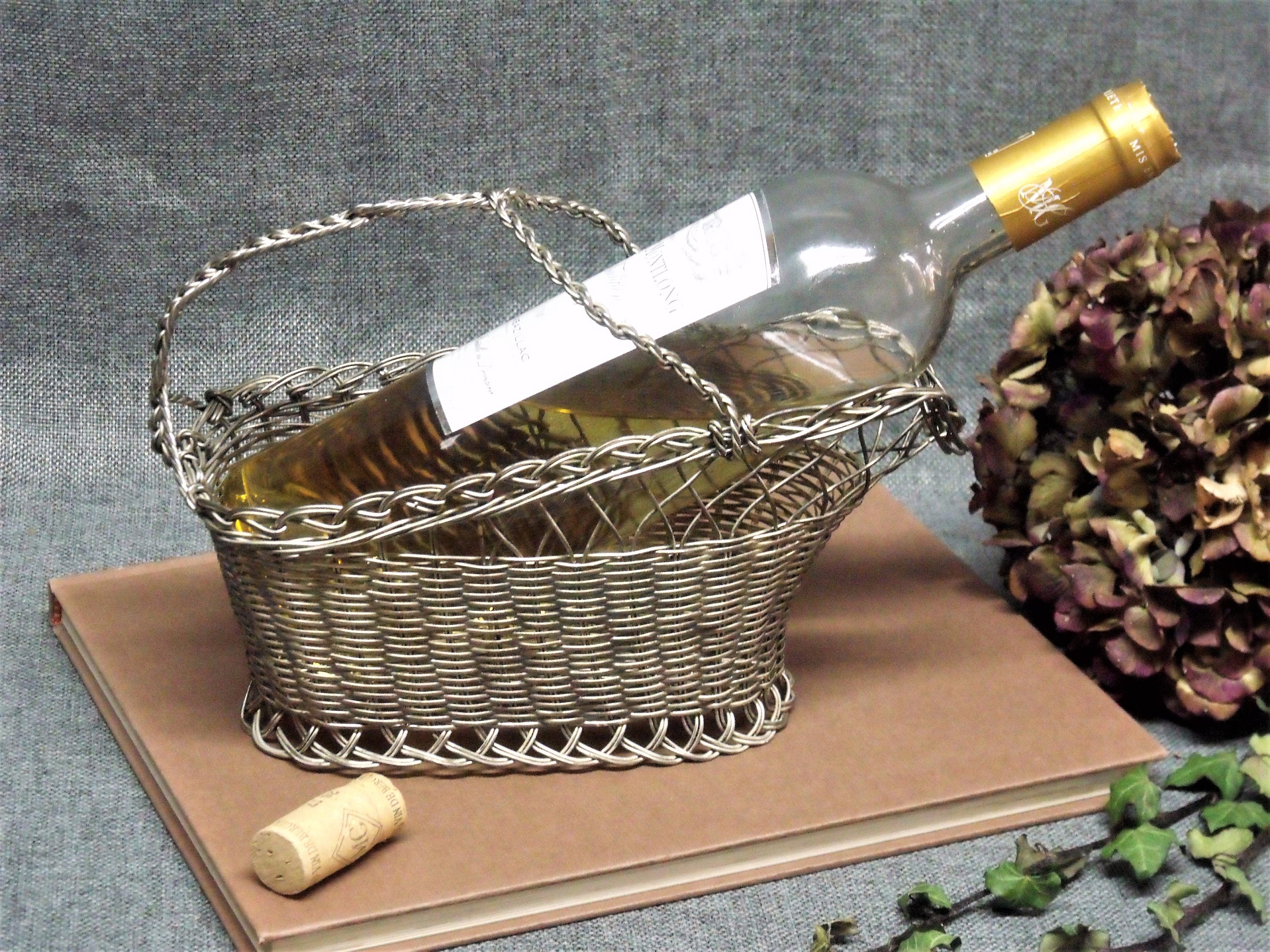 Vintage French Wireware Wine Caddy