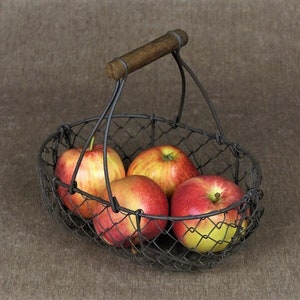 Small Rustic French Wire Gathering Basket image 1