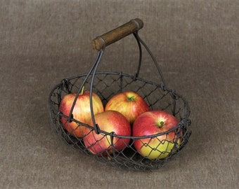 Small Rustic French Wire Gathering Basket