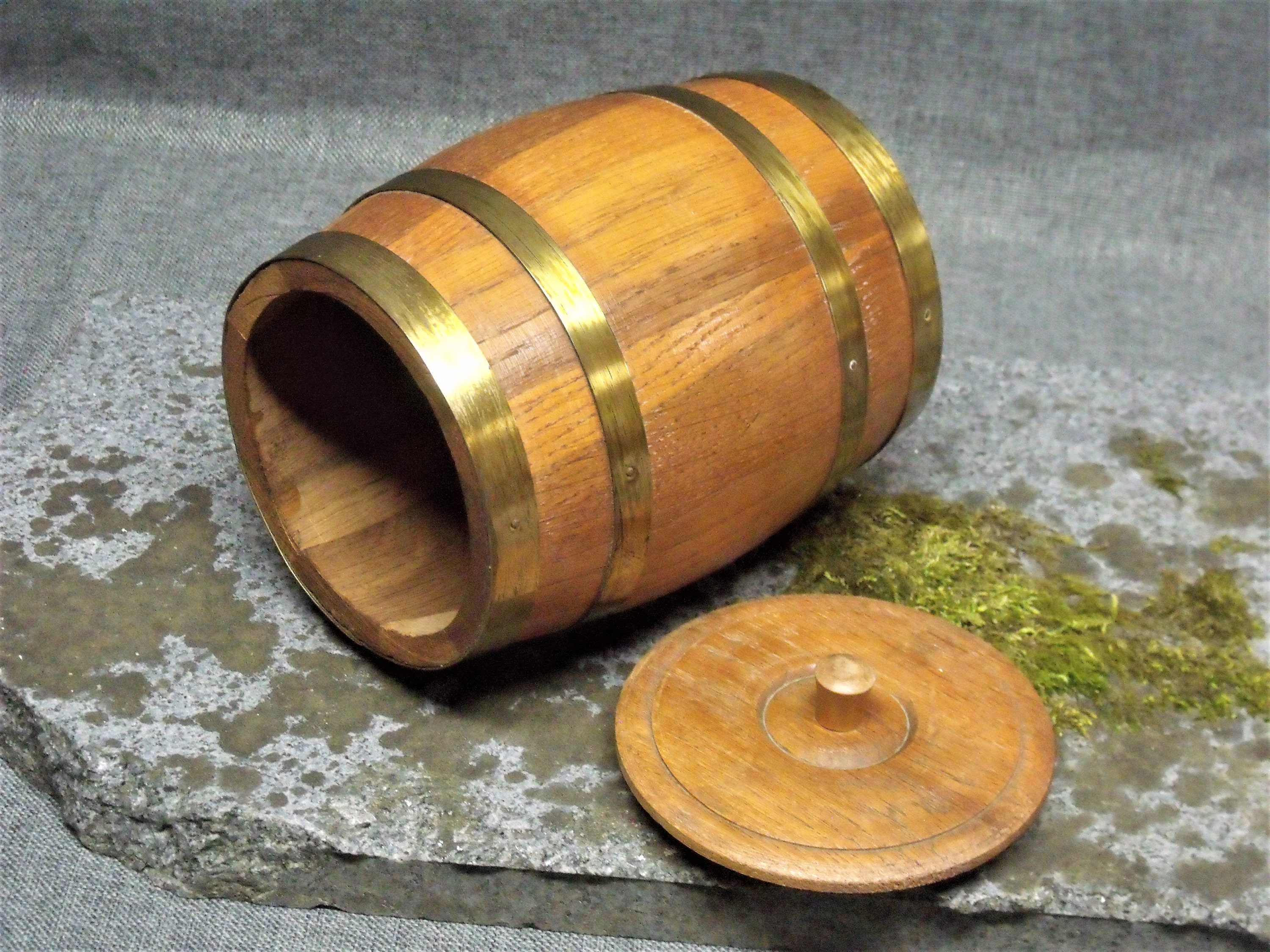 Vintage Handmade Oak Cigar Barrel Humidor
