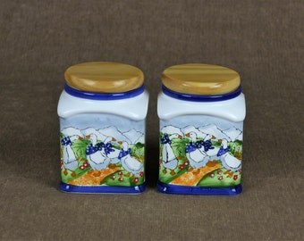 Vintage COUNTRY GEESE Porcelain Canister Set