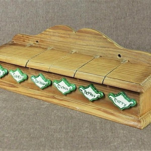 Vintage Farmhouse Distressed Pine Spice Rack