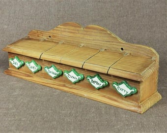 Vintage Farmhouse Distressed Pine Spice Rack