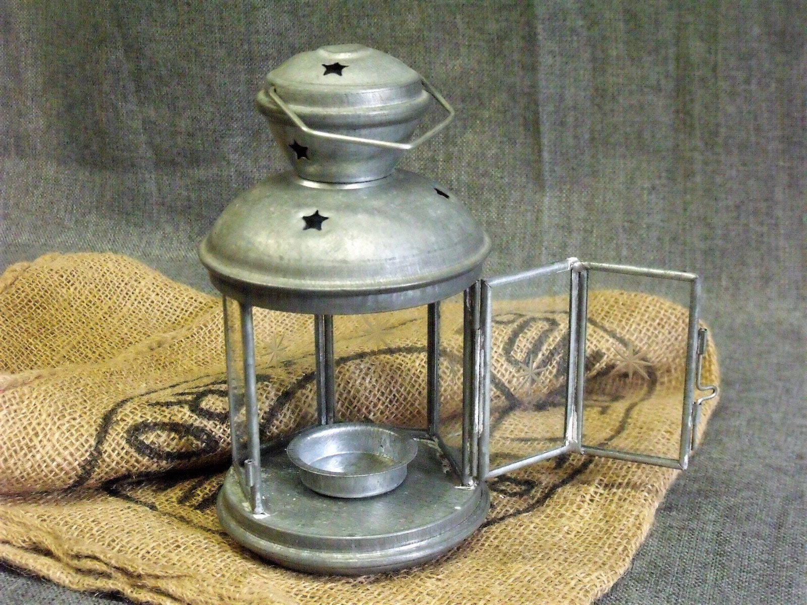 Vintage Zinc Farmhouse Candle Lantern