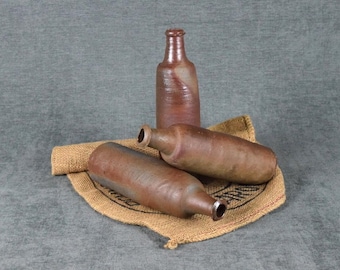 3 x Antique French Earthenware Bottles