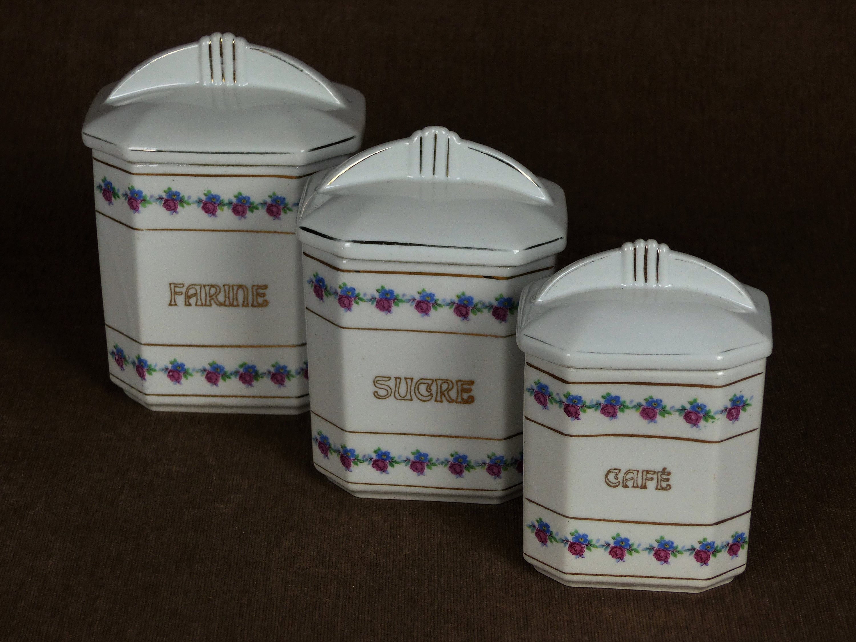 Antique French ART DECO Kitchen Canister Set