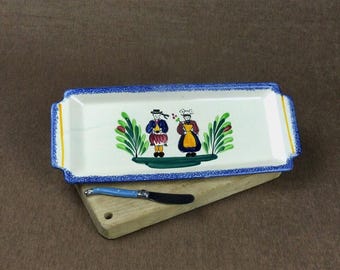 Vintage French "PETIT BRETON" Cake Dish - Faïencerie de Pornic