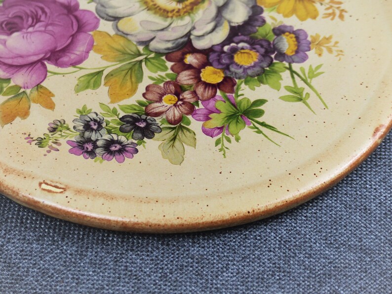 Vintage French Ceramic Floral Trivet image 4