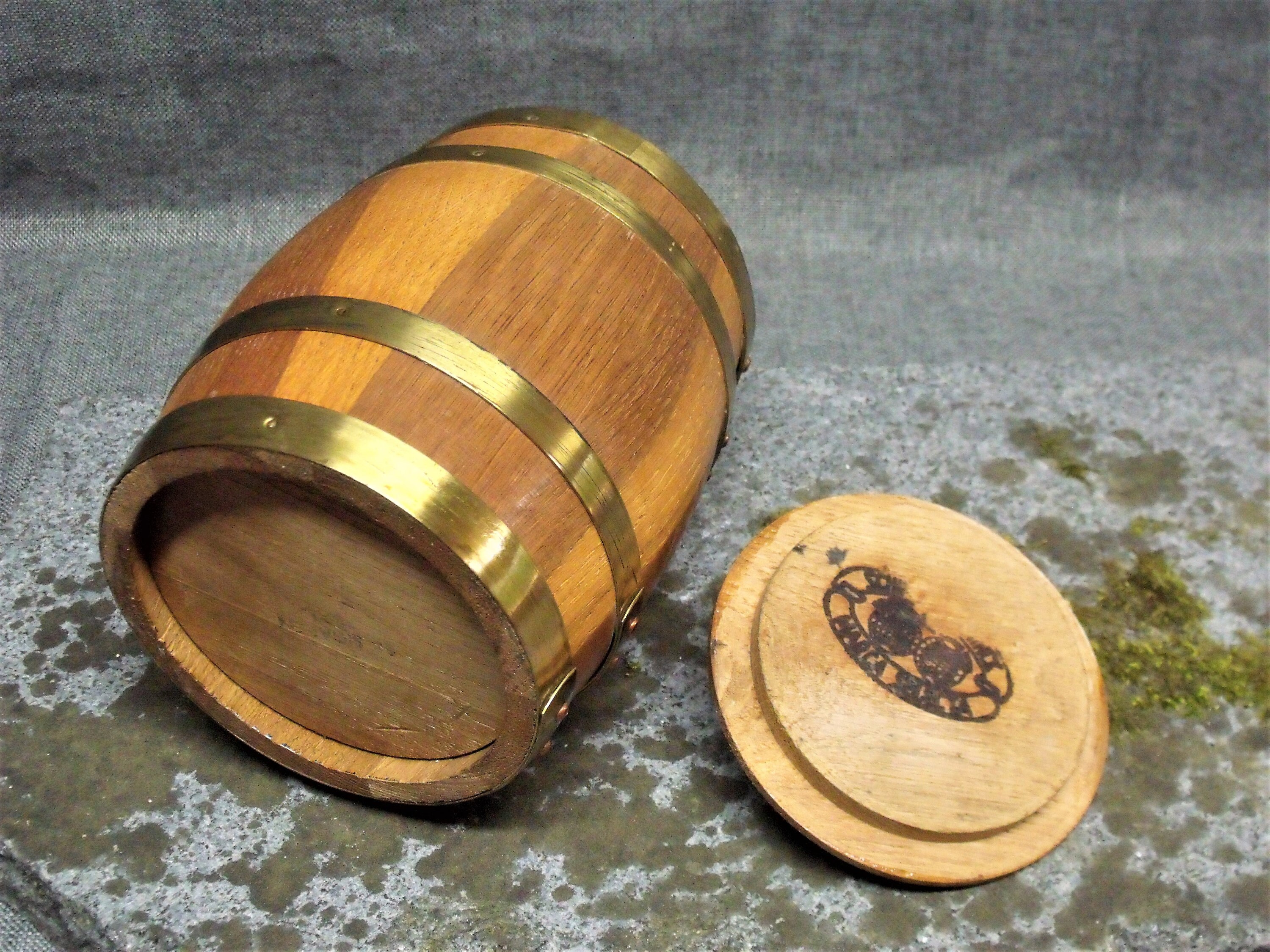 Vintage Handmade Oak Cigar Barrel Humidor