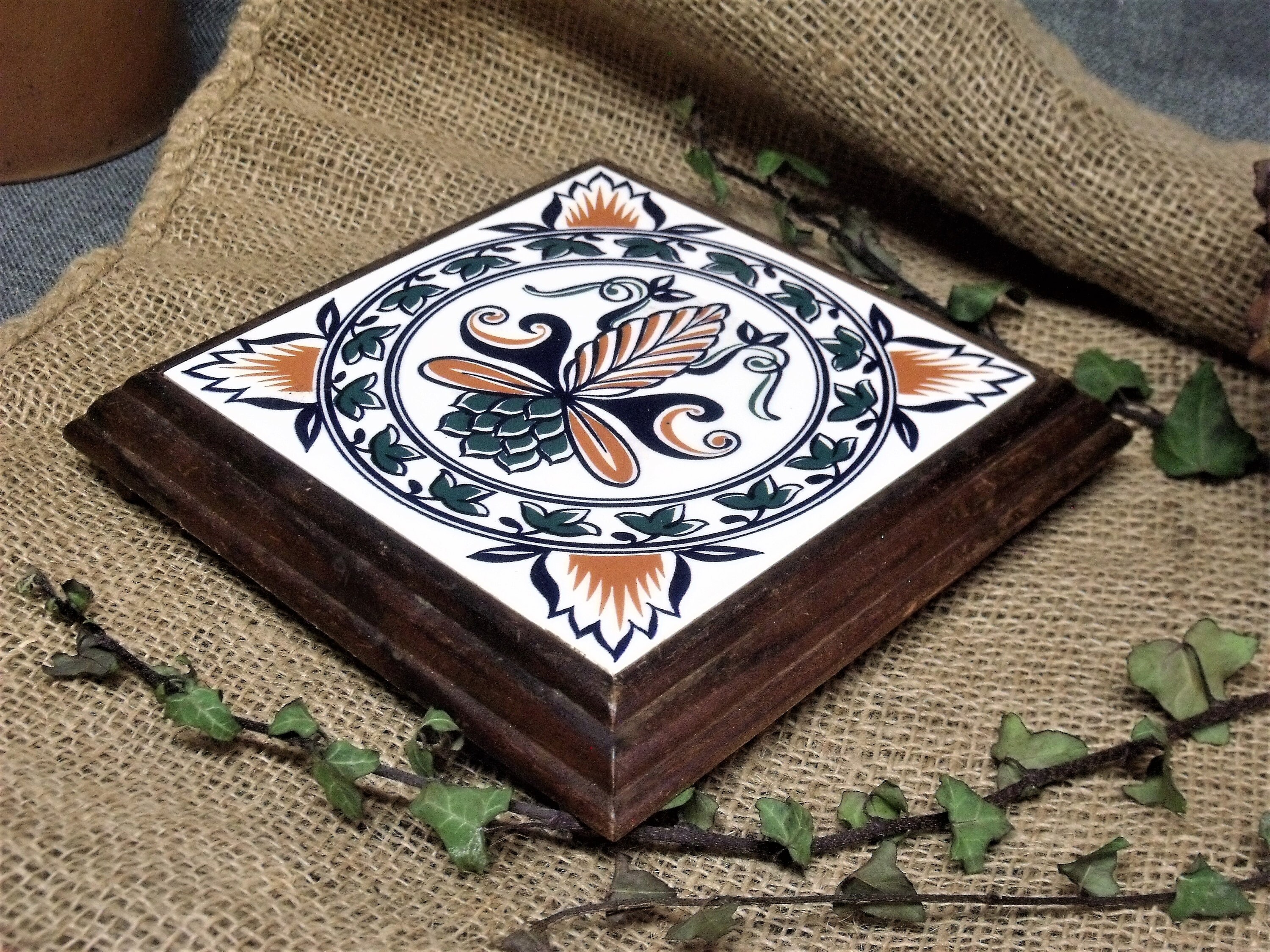 Vintage French Ceramic Tile Trivet