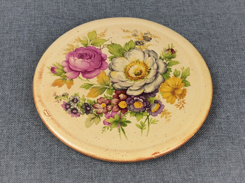 Vintage French Ceramic Floral Trivet image 6