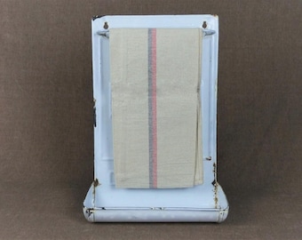 Vintage French Enamelware Utensil Rack, Towel Holder