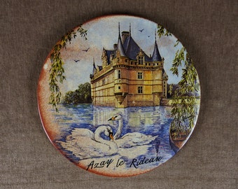 Vintage French Ceramic Trivet - Château d'Azay-le-Rideau