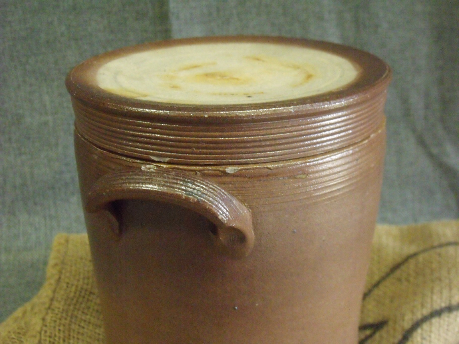 Antique French Stoneware Crock with Lid