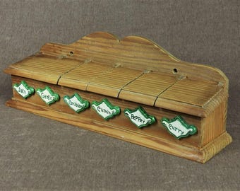 Vintage Farmhouse Distressed Pine Spice Rack