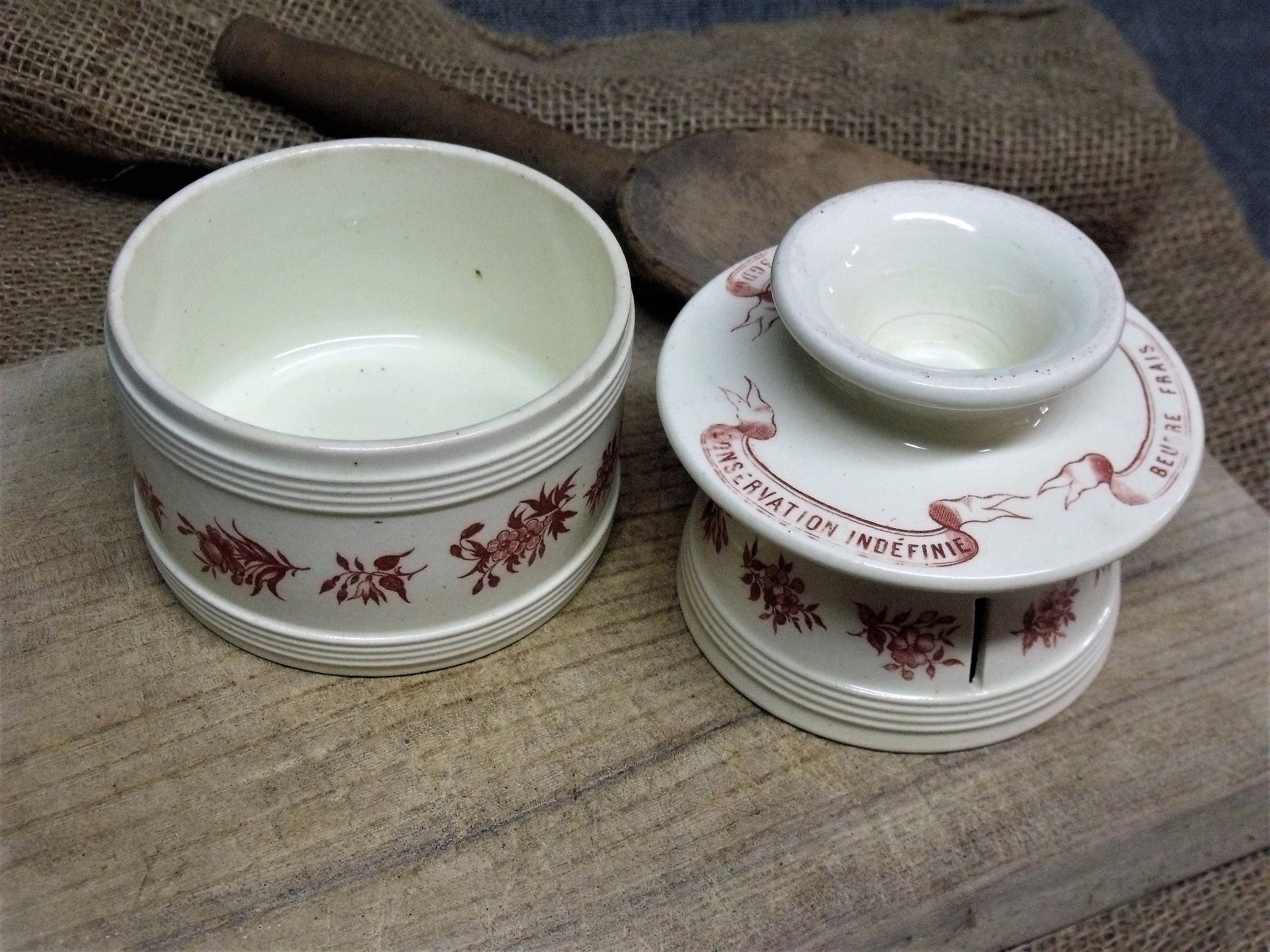 Antique French Ceramic Butter Crock