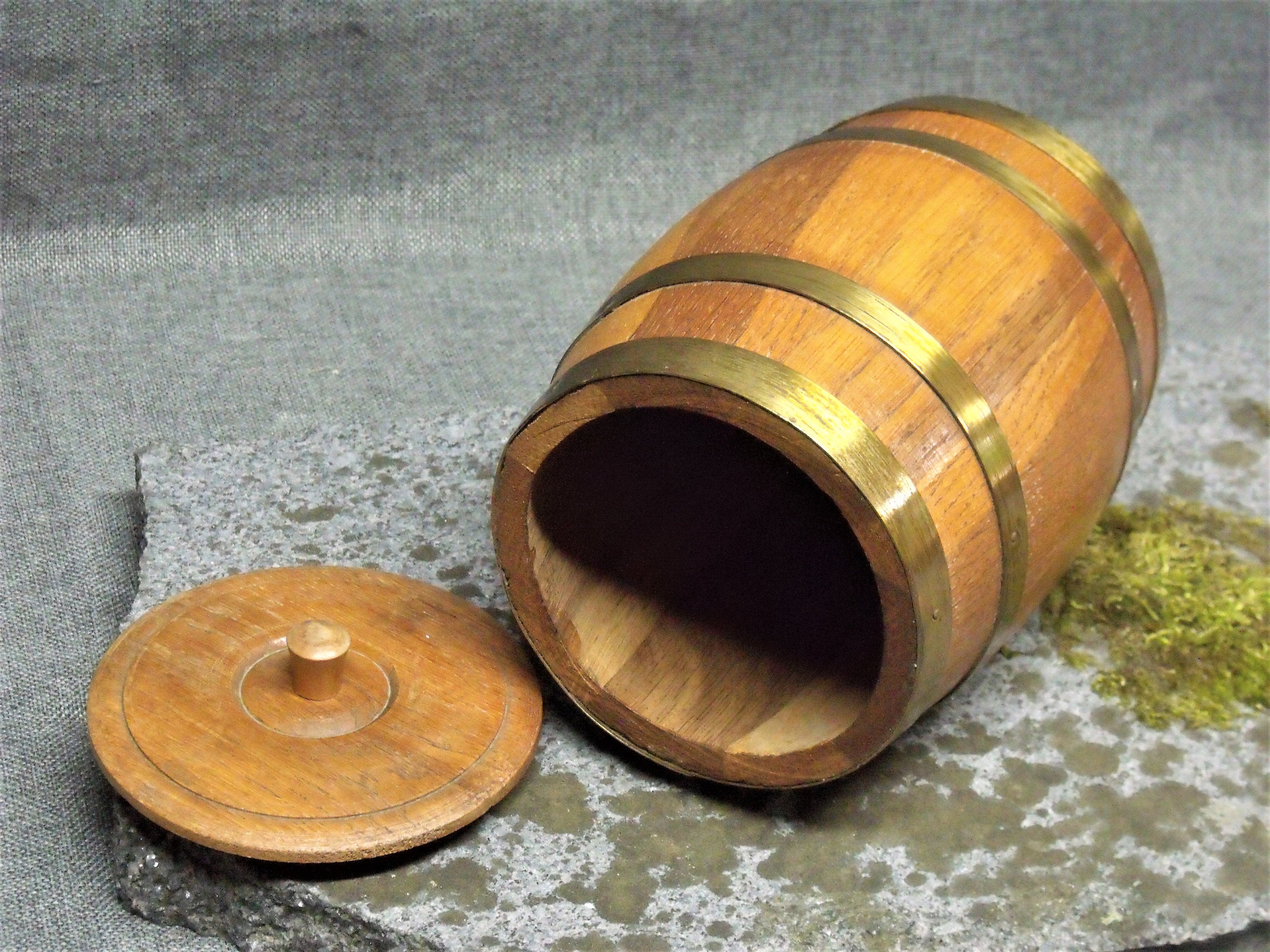Vintage Handmade Oak Cigar Barrel Humidor
