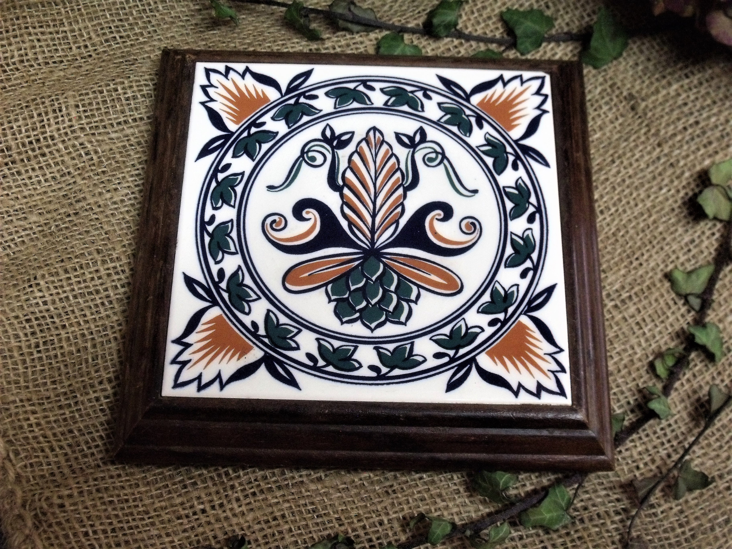 Vintage French Ceramic Tile Trivet