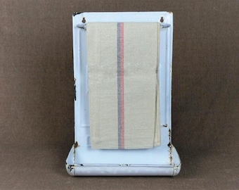 Vintage French Enamelware Utensil Rack, Towel Holder