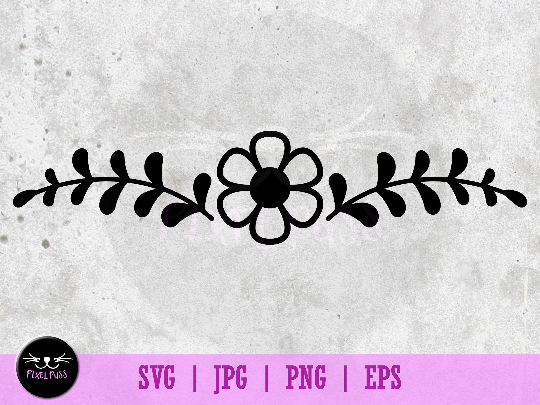 Floral Swag Flower Leaves Greenery Hand Drawn Graphic Decal SVG Vector ...